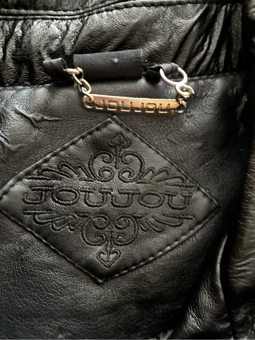 Black Floral Embroidered Faux Leather Jacket - Women - Picture 2 of 5